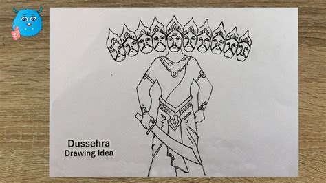 Ravan drawing step by step || how to draw Ravana for dussehra festival ...