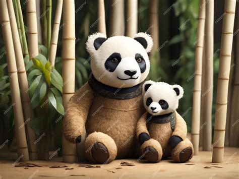 Premium Photo | Cute panda with bamboo background for desktop wallpaper