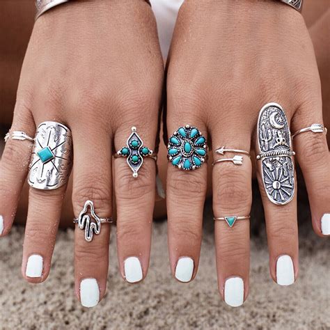 Ethnic Style Floral Bohemian Ring Set | Top Tier Style