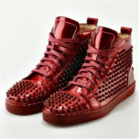 LTTL New Fashion Red Patent Leather Sneakers Men Designer High Top Sneakers Breathable Lace up ...