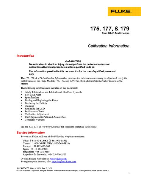 FLUKE 175 177 179 MULTIMETER CALIBRATION Service Manual download, schematics, eeprom, repair ...