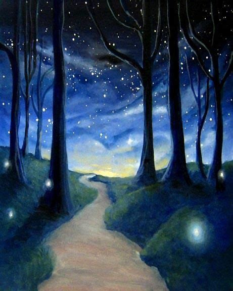 Painting | Forest painting, Painting, Night painting