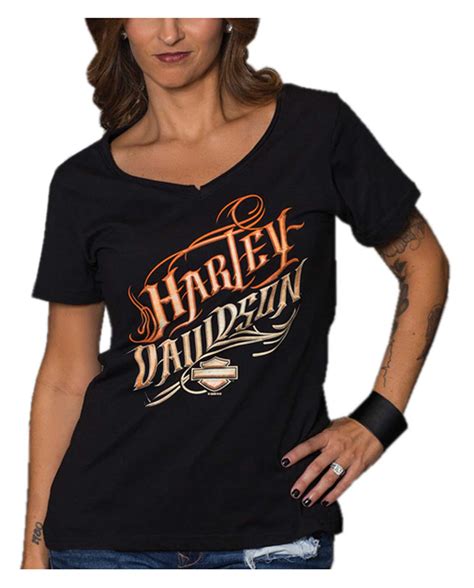 Harley-Davidson® Women's Be Still Short Sleeve Cotton V-Neck T-Shirt, Black - Wisconsin Harley ...