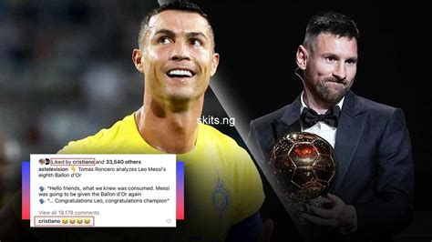 Cristiano Ronaldo reacts to Lionel Messi winning his 8th Ballon d’Or ...