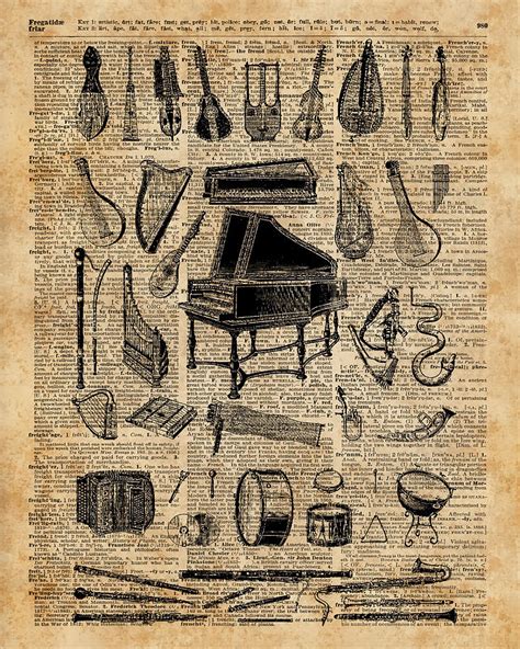 Vintage Classical Music Instruments Dictionary Painting by Kirsten Phillips | Fine Art America