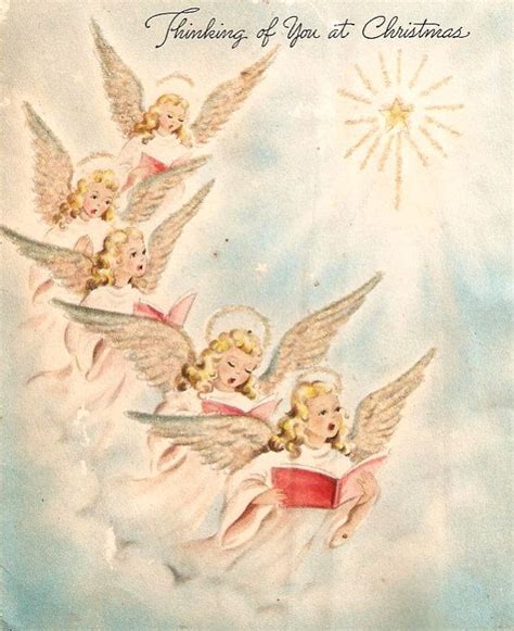 Vintage Christmas Card for Crafts Angels | Vintage christmas cards ...