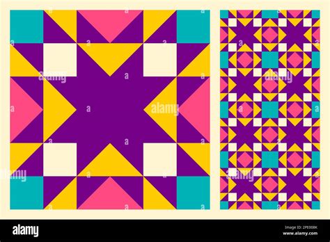 Set of patterned floor ceramic tiles. Abstract geometric pattern inspired by duvet quilting ...