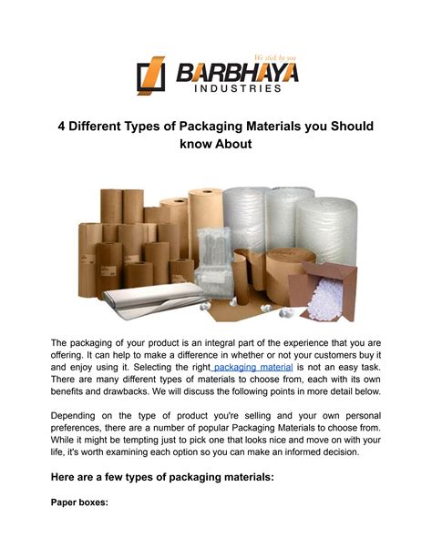 4 Different Types of Packaging Materials you Should know About by Taher ...