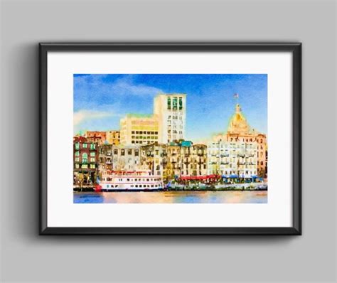 Savannah Georgia City Art, Painting of City, Savannah Art, Watercolor ...