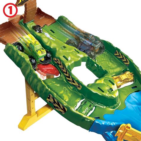 Buy Hot Wheels Monster Trucks Wreckin’ Raceway Playset with Monster ...