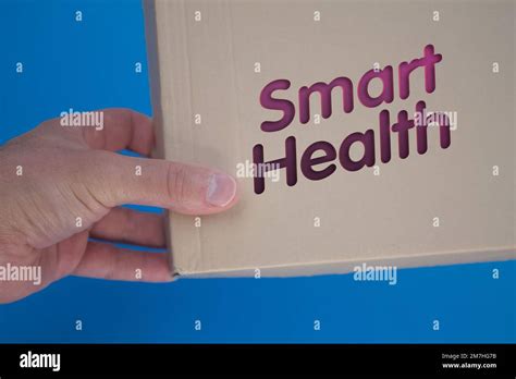 Smart Health word with cardboard box. Brown folded card box Stock Photo ...