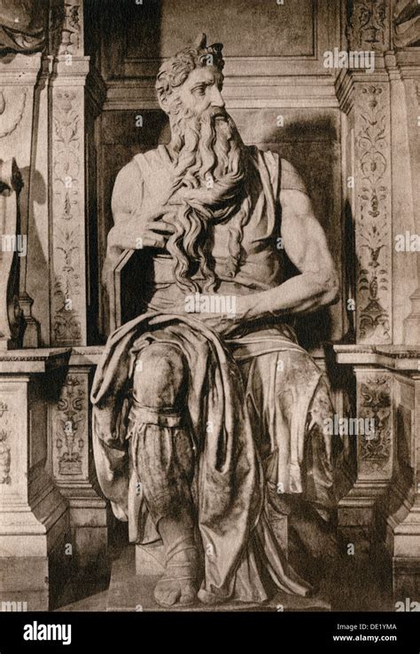 Michelangelo's statue of Moses holding the Ten Commandments. Photograph Stock Photo - Alamy