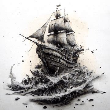 Pirate Ship Pencil Drawing