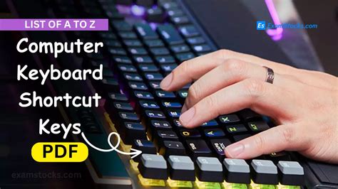 (A to Z) Computer Keyboard Shortcut Keys List PDF Download