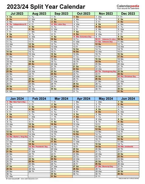 Split Year Calendar 2023-2024 - June Calendar 2023