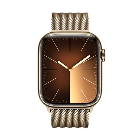 Buy Apple Watch Series 9 GPS+Cellular with Gold Milanese Loop - M/L (45mm Display, Gold ...