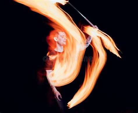 Fire Show. Fire Performance at the Night Stock Photo - Image of danger ...