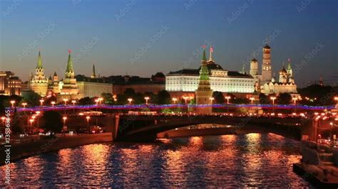 Night view of the Moscow Kremlin Stock Video | Adobe Stock