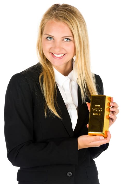 Business Woman And A Gold Bar Free Stock Photo - Public Domain Pictures