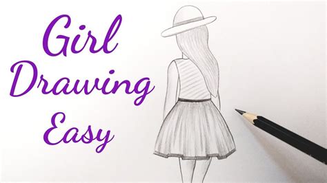 Girly Drawings Back Easy Sketches Of Girls Step by step easy drawing ideas