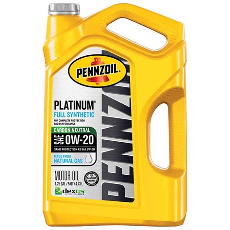 Pennzoil Platinum SAE 0W-20 Full Synthetic Motor Oil 5 Qt. 550046127 - The Home Depot