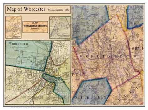 Worcester County MA Single Map Reprints