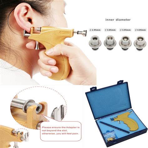 Professional Ear Piercing Gun Stainless Steel Safe Sterile Ear Nose Navel Body Piercing Gun Tool ...