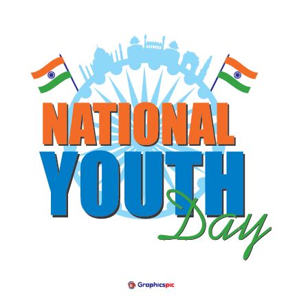 National Youth Day, January 12 with Indian flag - free vector - Graphics Pic