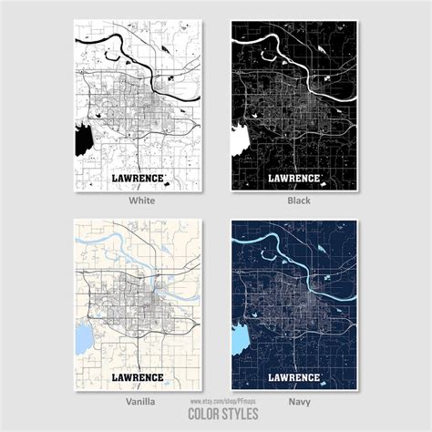 Lawrence Map Print Lawrence City Map Kansas KS USA Map - Etsy