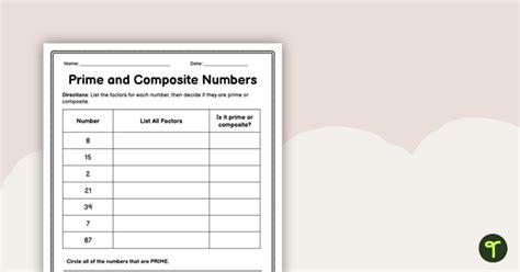 Identifying Prime & Composite Numbers – Worksheet | Teach Starter