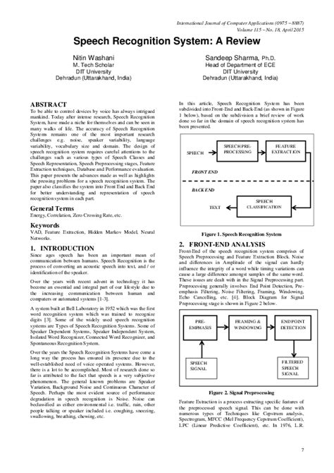 (PDF) Speech Recognition System: A Review | Naziya Shaikh - Academia.edu