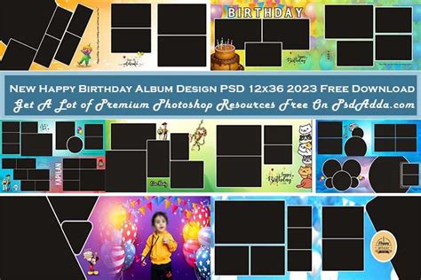 New Happy Birthday Album Design PSD 12x36 2023 Free Download Vol 03 - PsdAdda