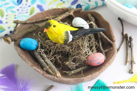 Build A Bird Nest Playdough Activity - Messy Little Monster