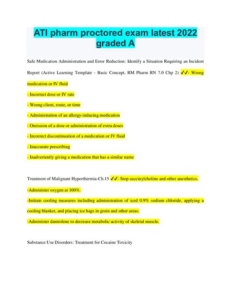ATI pharm proctored exam latest 2022 graded A | Medication administration, Exam, Learning template