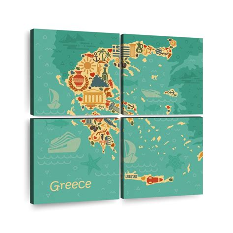 Greek Culture Map Wall Art | Digital Art