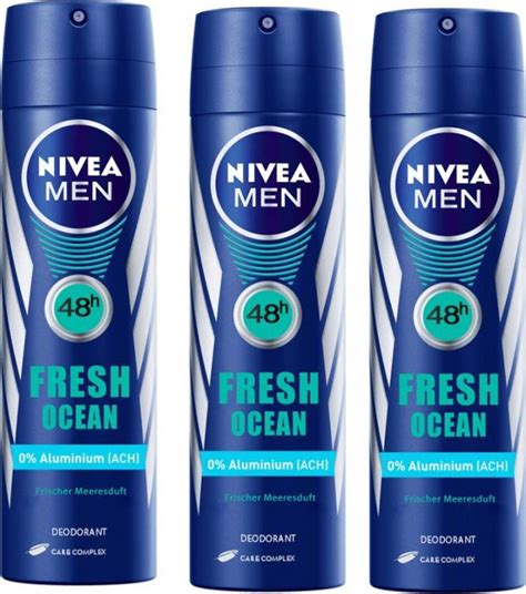 NIVEA MEN Fresh Ocean Longlasting Pack of 3 Deodorant Spray - For Men ...