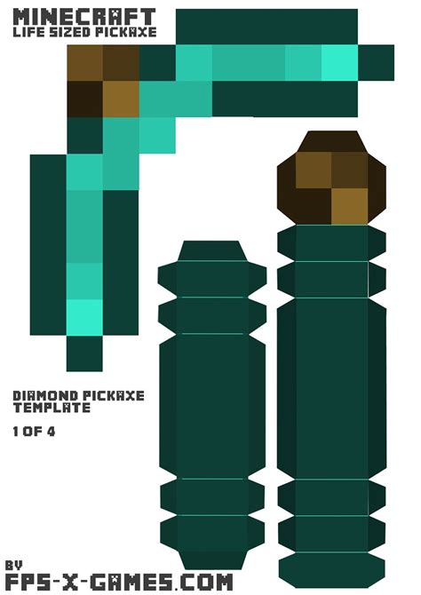 🔥 Download Minecraft Life Sized Diamond Pickaxe Printable Papercraft ...