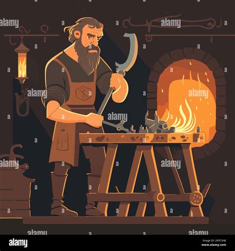 A digital art of a medieval blacksmith crafting a sword Stock Vector Image & Art - Alamy