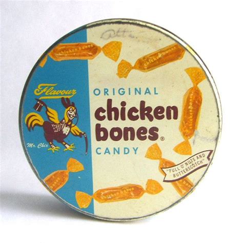 Chicken bones candy, Vintage tins, Candy tins