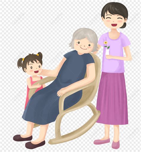 Support The Elderly, Color Simple, Elderly And Child, Material PNG ...