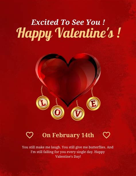 Red Luxury Texture Illustration Happy Valentines Day Poster - Venngage