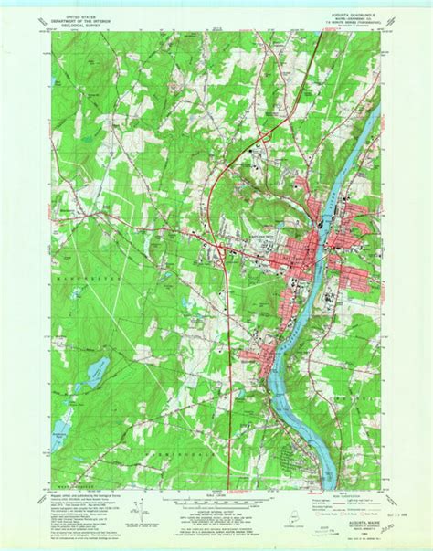 Augusta, Maine 1980 (1980) USGS Old Topo Map Reprint 7x7 ME Quad 806471 - OLD MAPS