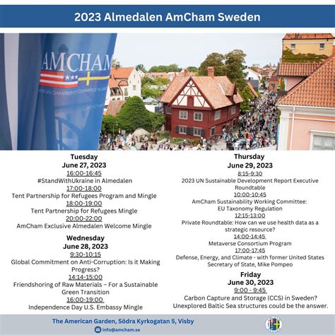 AmCham Sweden - American Chamber of Commerce in Sweden on LinkedIn: ALMEDALEN 2023 🇺🇸 🇸🇪 Welcome ...