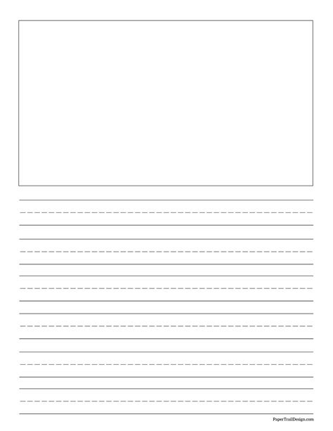 Free Printable Lined Writing Paper with Drawing Box - Paper Trail Design