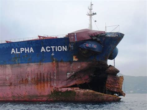 Bow damage of the M/V Alpha Action – gCaptain