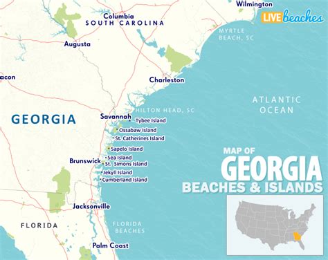 Map of Beaches & Islands in Georgia - Live Beaches