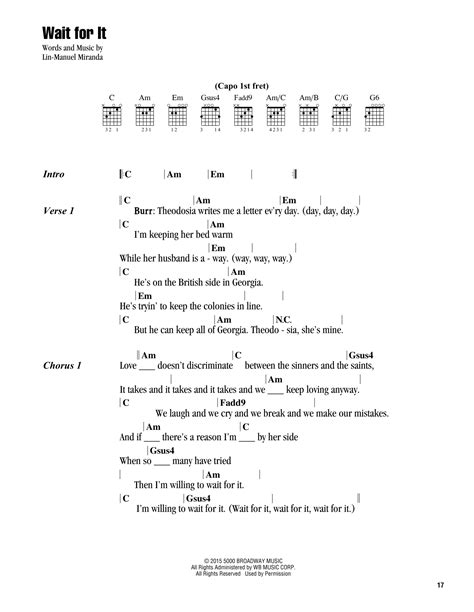 Wait For It (from Hamilton) by Lin-Manuel Miranda - Guitar Chords ...