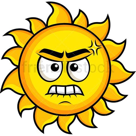 Angry Sun Emoji Cartoon Vector Clipart - FriendlyStock