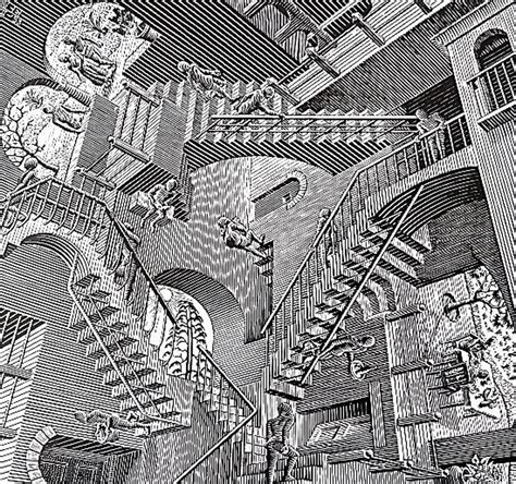 LARGE M.C. Escher Print RELATIVITY, July 1953 Woodcut, Vintage 1981 Fine Art Print Perfect for ...