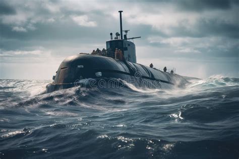 Submarine on the Rescue Mission, Searching for Survivors after Major Natural Disaster Stock ...